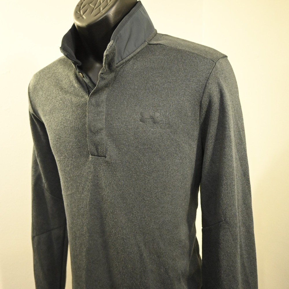 Under Armour Golf Jacket Mens Medium Gray ColdGear Storm Pullover Snap Neck